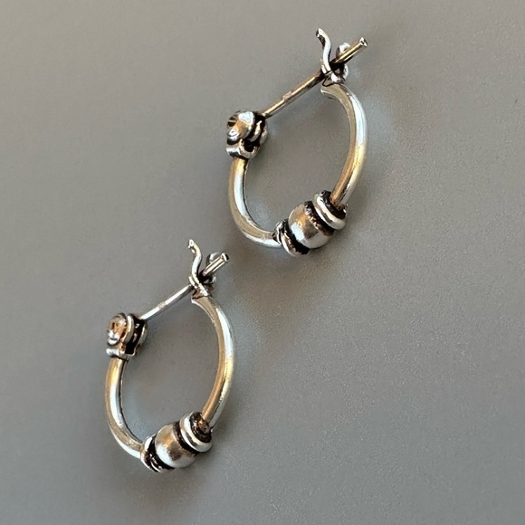Sterling Silver Bali Hoop Earrings 12mm - Picture 4 of 6